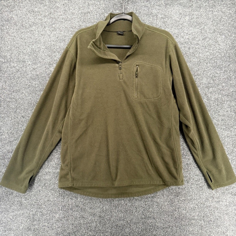 Condor Sweater Mens L Brown Fleece 1/4 Zip Pullover Elbow Patch Outdoors Hiking